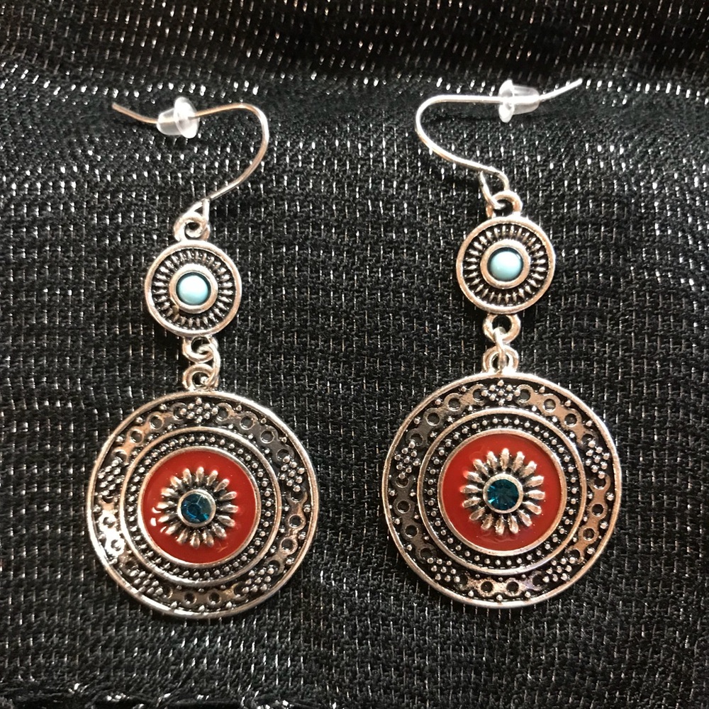 NEW Boho Ethnic Round Double Drop Earrings